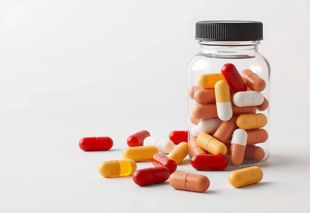 Botella de vitaminas variadas